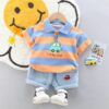 High-Quality Baby boys Polo Shirt + Handsome Denim Shorts Set kids girls clothes suits summer