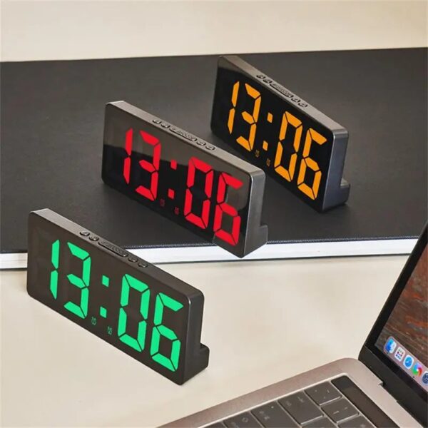 LED Digital Electronic Clock Backlight Large Number Alarm Clock Temperature Calendar Bedside Table Nightlight Home Decoration