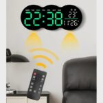 Modern Cloud LED Digital Wall Clock with 2 Alarms Remote Control Bottom Spotlight and Timer for Home Office Decors