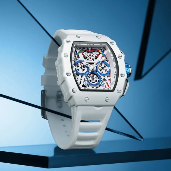 Luxury Watch Men's Fashion Casual Multifunctional Silicone Tape Waterproof Quartz Watch White