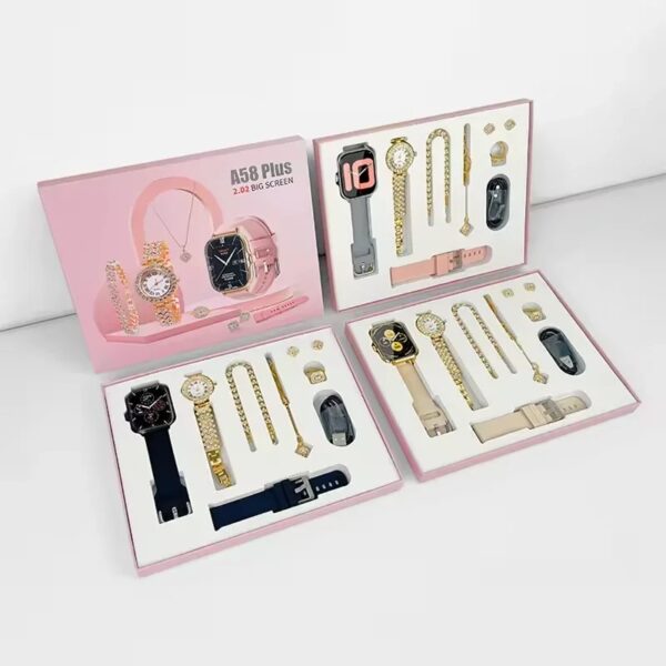Women Smart Watch Gift  Diamond Quartz Watch Necklace Earrings Ring Bracelet Bluetooth Call Sports Smartwatch