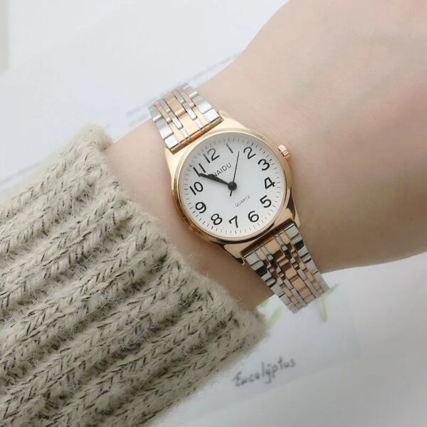 Luxury Women Watch Fashion Number Stainless Steel Quartz Wristwatch Simple Elegant Ladies Clock