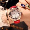 Women Watch Simple Quartz Wrist Watches Leather Strap Crystal Beads Round Dial Wrist Watches for Women Dress Clock