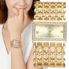 Watch For Women Fashion Light luxury Square Diamond Quartz Watches Clock Lady's Gold Stainless Steel Bracelet
