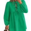 Elegant Women Shirt Dress Bow Hollow Out Long Sleeve Blue Dress Women Vacation Dresses Female Mini Dress Sweet Short Robe