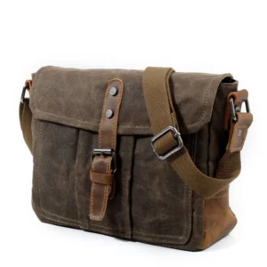Men Retro Messenger Bags Casual Canvas Waterproof Simple Shoulder Bag Cross Section Oil Wax Bag