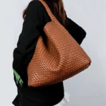 Women Bag Luxury PU Leather Handbag Lady Fashion Handmade Knitting Tote Female Hand-woven Basket Shoulder Bag with Purse