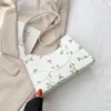 Summer Lace Floral Stitching Shoulder Bag for Women Soft PU Leather Underarm Bags Beach Travel Handbag Girls Small Tote Bag