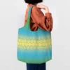 Rainbow Gold Glitter Mermaid Fish Scale Shopping Bag Women Shoulder Canvas Tote Bag Durable Grocery Shopper Bags