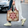 Custom Sicilian Style Tiles Ceramic Pattern Grocery  Bag Canvas Shopper Shoulder Tote Bag Large Capacity Durable Handbag