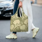 Vintage Chrysanthemum By William Morris Grocery Tote Bags Bohochic Floral Canvas Shoulder Shopper Bag Capacity Handbags