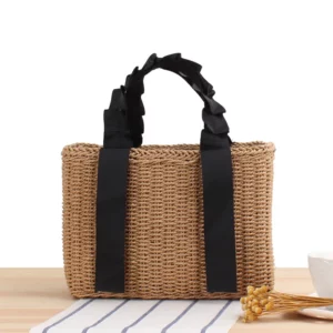 Summer Woven Straw Handbags for Women Bohemian Beach Tote Shopper Purses Boho Paper Knitting Basket Shoulder Bag Clutch