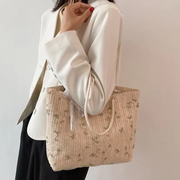 Fashion Woven Handbags For Women All-Match Women's Bag Portable Bucket Bag Luxury Designer Handbag Summer Picnic Bags