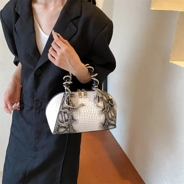 Designer Luxury Bags For Women Crocodile Pattern Top-handle Shell Bag With Snake Hardware Wild Shoulder Crossbody Handbags