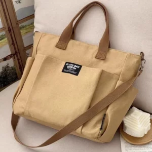 Minimalist Female Student Large Capacity Commuting Horizontal Canvas Single Shoulder Diagonal Cross Portable Tote Bag