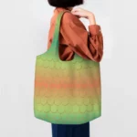 Custom Cute Rainbow With Gold Glitter Mermaid Fish Scale Tote Bags Reusable Canvas Grocery
