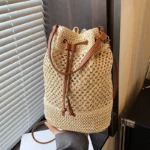 Weaving Bag Women Fashion Bucket Bag Summer Niche Hundred Straw Beach Single Shoulder Crossbody Bag