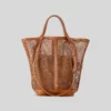 Casual Hollow Mesh Women Shoulder Bags Large Capacity Buckets Bag Luxury Pu Leather Patchwork Summer Beach Handbags