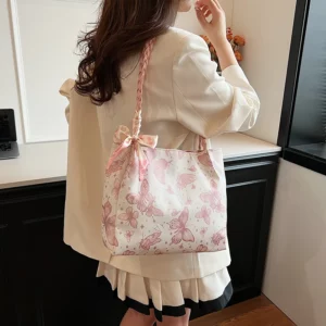 Leisure Large Capacity Summer Shoulder Bag Butterfly College Student Commuter Tote Bag Trendy and Fashionable
