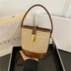 Women’s Fashion Trends Straw Bucket Bag Female Summer Handmade Woven Shoulder Bags Ladies  Purse  Beach Bags Handbags