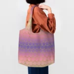Custom Rainbow With Gold Glitter Mermaid Fish Scale  Women Shoulder Canvas Tote Bag Portable Grocery Shopper Bags