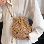 Cute Luxury Designer Brand Straw Woven Shoulder Crossbody Bucket Bag Fashion Casual Summer Travel Beach Women Trendy