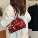 Leather Female ChestBag Burgundy Large Handbags Purse Vintage Women Business Shoulder Bags Simple Ladies Commute Tote Bag