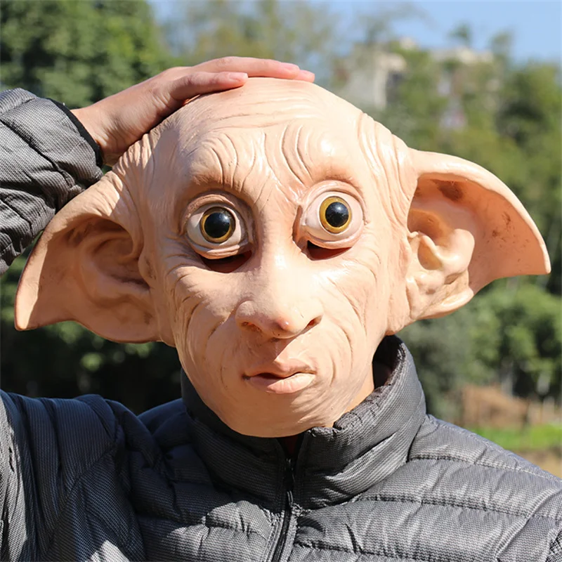 Dobby Mask Novelty Little Elf Latex Mask Halloween Party Cosplay Funny Elf Full Head Mask Dobby Costume Accessory Props