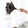 Sandis Anti-Static Ostrich Feather Fur Brush Duster Dust Cleaning Tool with Wooden Handle Household Clean Up