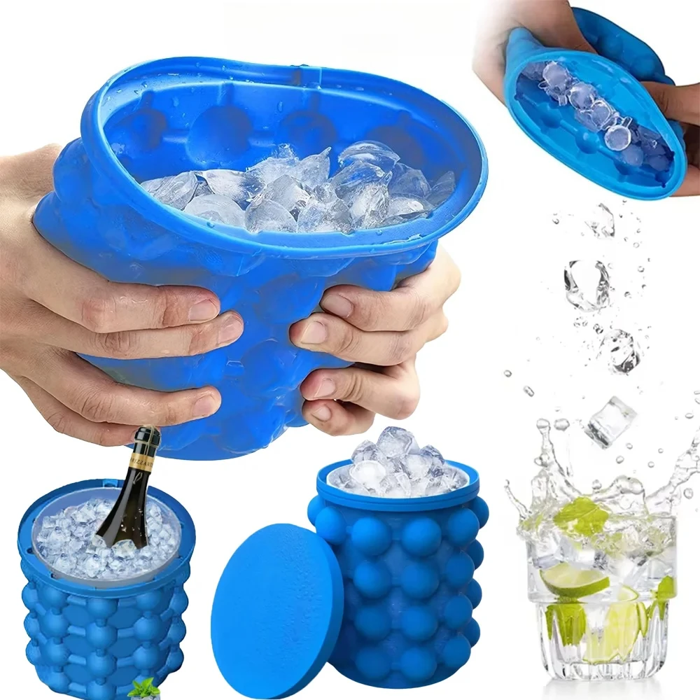 Ice Bucket Easy Freezing Ice Making Mold Ice Grid Household Outdoor Ice Bucket Kitchen Drink Supplies