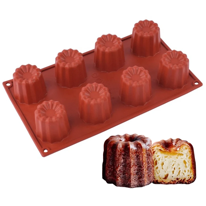 Reusable Silicone Big Canelé Cake Mold Fluted Design Large Fluted Cake Baking Cups