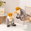 Simulation Big Nose Gray Monkey Plush Toy Soft Long Tail Stuffed Doll Big Nose Soft Animal Toy