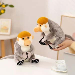 Simulation Big Nose Gray Monkey Plush Toy Soft Long Tail Stuffed Doll Big Nose Soft Animal Toy