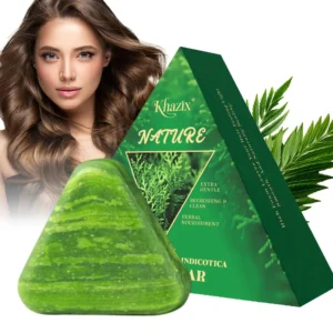 Green Triangle Soap Shampoo Bar with Usman Grass - Natural Cypress Leaf Solid Shampoo Bar for Natural Herbal Hair Care, Calming