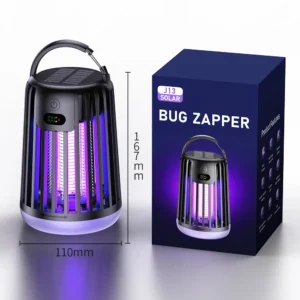 Portable Solar Mosquito Killer Lamp Bug Zapper Camping Lantern Dual Charging Silent UV Trap Waterproof for Outdoor Home
