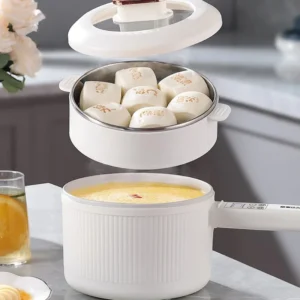 Electric Cooking Pot Integrated Long Handle Pot Ceramic Non-Stick Pot Household Electric Frying Pan With Steamer