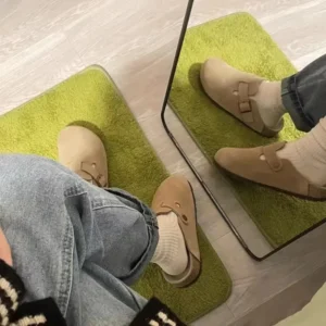 Comwarm Fashion Women's Suede Mules Slippers Men Clogs Cork Insole Sandals With Arch Support Outdoor Beach Slides Home Shoes