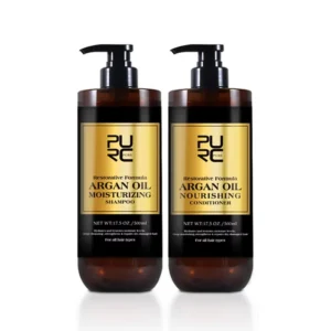 Argan Oil Shampoo Conditioner Set for Damaged Frizz Hair Vitamin E Smoothing Organic Sulfate Free Hair Care Set