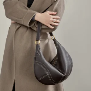 Luxury Genuine Leather Dumpling Bag Minimalist Women’s Crossbody & Shoulder Fashion Handbag Elegant Women’s Genuine Leather