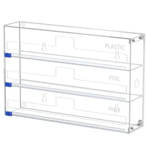 Plastic Wrap Organizer, 3 in 1 Kitchen Wrap Dispenser, Drawer Aluminum Foil Organization and Storage, WallMounted Holder