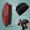 Gracemen 360 Wave Hair Brush for Men with Silky Wave Cap - Also Ideal for Beard Grooming, Curved Medium Stiffness Boar Bristles