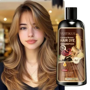Caramel Brown Hair Dye Shampoo | Natural Herbal Extracts, Long-Lasting Color For All Hair