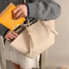 Luxury Designer Women's Soft PU Leather Shoulder Tote Bag Set Big Capacity Branded Shopper Handbags Gray Blue PinkTan