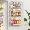 Over the Door Organizer, White 6Tier Pantry Door Organizer with Adjustable Basket, Hanging Spice Rack Cabinet Door Shelves, Laun
