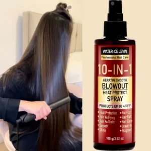 Heat Protect Spray with Keratin, Collagen & Hyaluronic Acid – Smoothing Anti-Frizz Shine Leave-In Hair Care