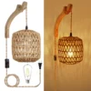 Led Rattan Wall Lamp Bedroom Living Room Woven Light Bedside Lamps Retro Hemp Rope Lights Interior Decoration Fixtures