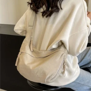 Large Capacity Nylon Shoulder Bag Leisure Crossbody Hobo Bag for Daily Use Stylish Student Crossbody Bag
