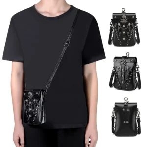 Women's Shoulder Bags, Rock Motorcycle Skull Rivet Mini Crossbody Bag Chain Spikes Decorative Gothic Street Style Handbags
