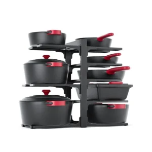 8Tier Pots and Pans Organizer under Cabinet, 15.83 Height Heavy Duty Pot Pan Organizer Kitchen Cabinet Organization and Storage,