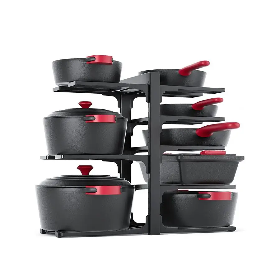 8Tier Pots and Pans Organizer under Cabinet, 15.83 Height Heavy Duty Pot Pan Organizer Kitchen Cabinet Organization and Storage,